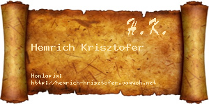 Hemrich Krisztofer névjegykártya